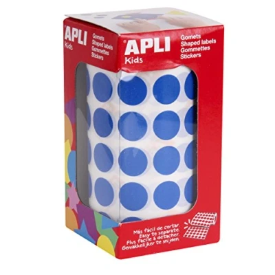 Imagen de Gomets autoadhesivos circulares 15 mm azul en rollo con 2832 unidades