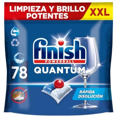 Imagen de Finish Powerball Quantum Limpieza y Brillo Potentes, pastillas para lavavajillas, El embalaje puede variar, 78
