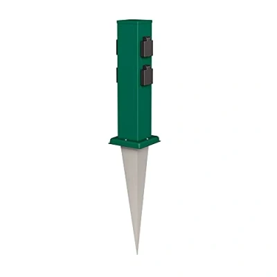 Imagen de ledscom.de Portalámpara de jardín Polly con piqueta Tierra para Exteriores, IP44, 4 vías, Acero Inoxidable, Cuadrado, Verde, 40cm