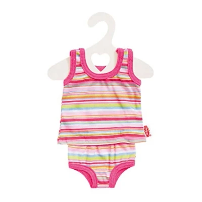 Imagen de Heless 2110 Juego de ropa interior para muñecas, 2 piezas con camiseta y bragas, en rayas azules o rosas, surtidas, talla 35 45 cm