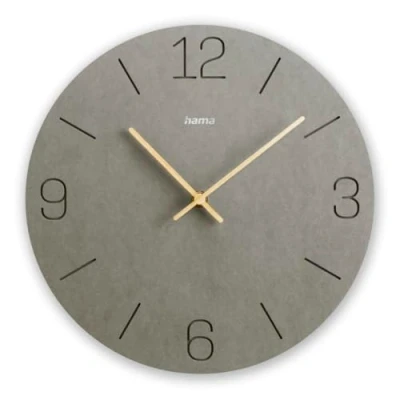 Imagen de Hama Reloj de Pared Creta analógico Cuarzo con números Grabados, diámetro 30 cm, Color Gris