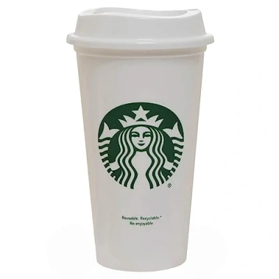 Imagen de Starbucks Taza de viaje plástico reutilizable color blanco, grande, mediano, 473 ml