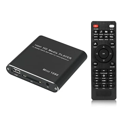 Imagen de ZXNQ Reproductor Multimedia para TV HDMI con Control Remoto Soporta Unidad Flash USB Tarjeta SD/SDHC Disco Duro Externo de 2TB,Negro