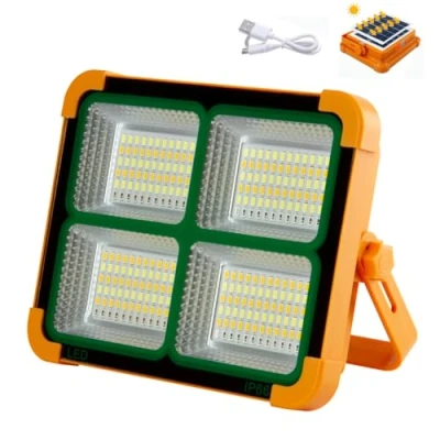 Imagen de Jandei Foco LED Recargable 100W, Portátil. 5 modos de Luz/336 LEDs. Con Imán y Soporte. USB/Solar, Power Bank para móviles. Perfecto Caravanas, Pesca, Construcción, Camping, Obra