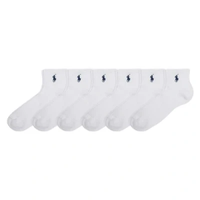 Imagen de POLO RALPH LAUREN Performance Cotton Ankle Socks 6 Pair Pack Breathable Mesh &amp; Sport Cushioning Cuarto de cojín, Blanco, 3.5 9 UK Mujer