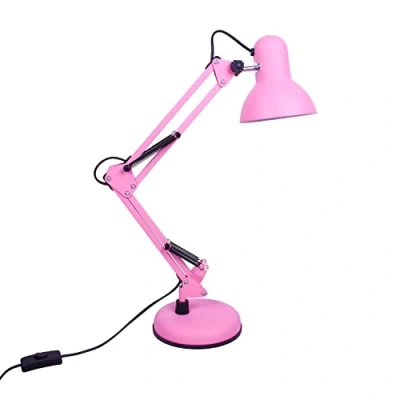 Imagen de BEL AIR HOME Lámpara de Escritorio LED Articulada Flexo Antigona Diseño Vintage Retro Altura Ajustable 34 67 cm Metal Resistente Ideal para Oficina y Hogar (ROSA MATE)