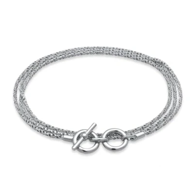Imagen de Kuzzoi Pulsera de Plata para hombre con cordón (2 mm) ley 925 enroscable distintivo cierre en T estilo vintage, longitud 19 cm,