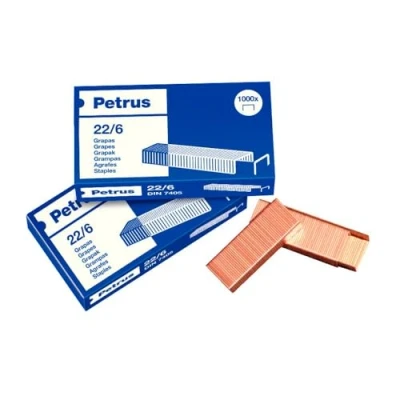 Imagen de Petrus grapas, 30 hojas, Largo 6 mm, 1000 Modelo 22/6, 55781