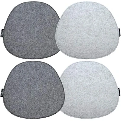 Imagen de DuneDesign 4 Cojines de Fieltro para Sillas 40x37x0,8 cm Ovalado 2 Colores Gris