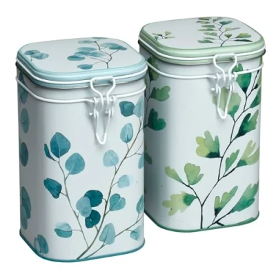 Imagen de Eigenart Case Juego de 2 latas té cuadráticas para 250 g, Metal, Verde, 250g,