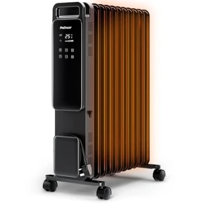 Imagen de Pro Breeze Radiador de aceite 2500 W con 11 aletas eléctrico portátil Pantalla digital y táctil, modo ecológico, 3 modos calor ajustable, apagado seguridad temporizador 24H