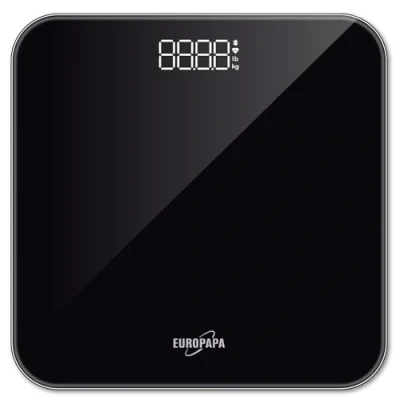 Imagen de EUROPAPA® báscula de baño con indicador LED transparente y step on, 180 kg/400 LB, digital para personas Peso IMC, color negro