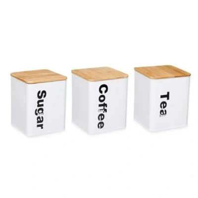 Imagen de Kinvara Set de Botes 3 Piezas Blanco Natural Metal Bambú 1,5 ml