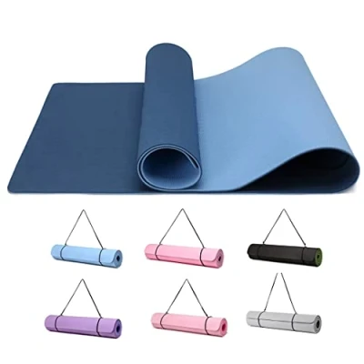 Imagen de Good Nite Esterilla de Gimnasia Para Yoga, Fitness, Antideslizante, Entrenamiento, Estera Pilates, Con Correa Transporte, 183 * 61 0,6 Cm (Azul Marino/Azul)