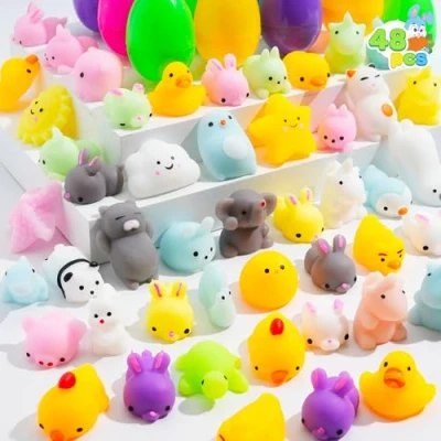 Imagen de JOYIN 48 huevos de Pascua Rellenos Mochi; Juguetes Kawaii para aliviar el estrés la fiesta Pascua, búsqueda relleno cesta.