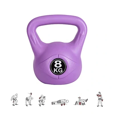 Imagen de Pesa Rusa de 8 kg. Kettlebell Hormigón con Mango Ergonómico. Mancuerna para Entrenamiento Muscular en Casa y Gimnasio.