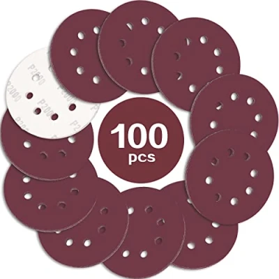 Imagen de STEBRUAM 100 Piezas Discos para lijas 125mm Grano 2000, lija circular con 8 Agujeros Lijadora Excéntrica y Orbital
