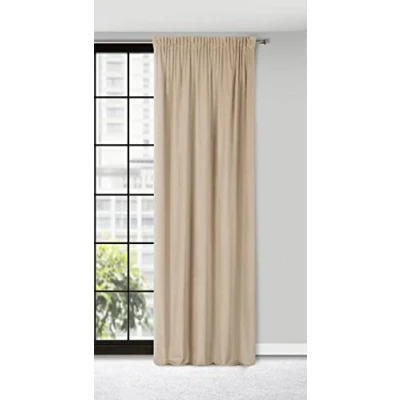 Imagen de Eurofirany Pierre Cortina de Terciopelo con Cinta 1 Pz. Termicas Aislantes Visillo Ventana Opaca para Dormitorio Salón Privacidad, 215 g/m², 140x300 cm, Beige