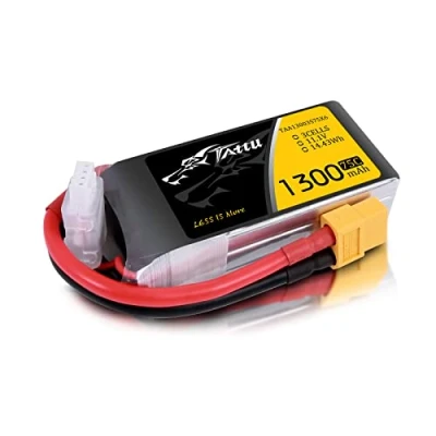 Imagen de tattu 1300 mAh 11.1 V 75 C 3S1P Lipo Batería Pack con XT60 Conector para UAV Drones FPV Racing Quadcopters Avión como TBS Gemini, IRC Vortex, lumenier QAV250/210 charpu Edition/qav180, zmr250, Align