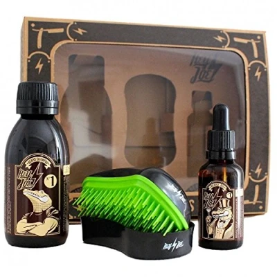 Imagen de HEY JOE Bearded Survival Kit de arreglo barbas que incluye: aceite, champú y cepillo para barba