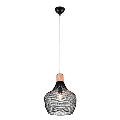 Imagen de Reality Leuchten Lámpara colgante Borka, 1 luz, Ø 30 cm, negro