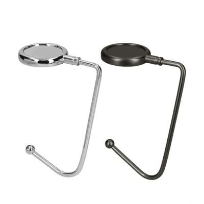 Imagen de kwmobile 2X Gancho de Bolso para Mesa Colgadores portátiles Escritorio Soportes Colgar Abrigo Paraguas Plata/Negro Mate
