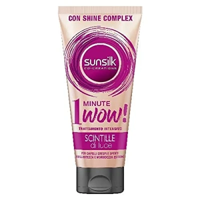 Imagen de Sunsilk, Tratamiento intensivo de 1 minuto Wow, máscara cabello encrespado y apagado, con brillo complejo, línea chispas luz, para brillante, hidratado sedoso, acción ultra rápida,