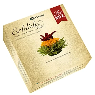 Imagen de Creano Mezcla de flores té Erblühtee blanco, verde y negro, flor té, ErblühTee, regalo para mujeres 6 piezas (paquete 1)