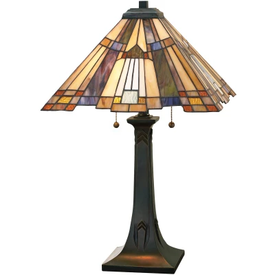 Imagen de QUOIZEL Lámpara de mesa Inglenook con vidrio color