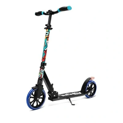 Imagen de SereneLife Patinete niño, con Luces, Plegable, Ajustable, Adolescentes, Adultos, Freno Manillar, Dos Ruedas, Barra en T, facil maniobra, Color Rojo