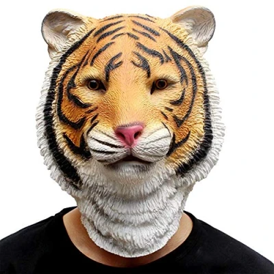 Imagen de CreepyParty Fiesta de Disfraces Halloween Máscara Cabeza Látex Animal Tigre Carnaval