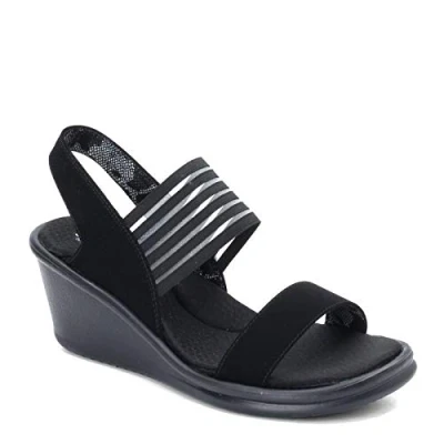 Imagen de Skechers RUMBLERS SCI FI, Sandalias con Cuña para Mujer, Black Mitobuck/ Gore/ Trim, 41 EU