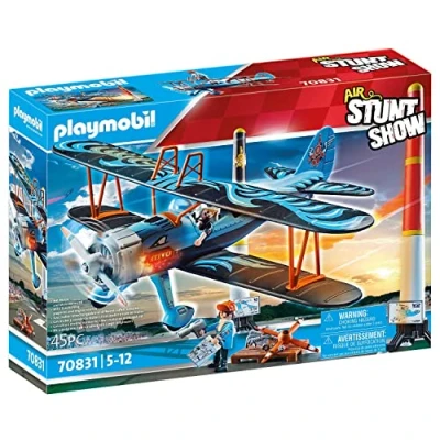 Imagen de PLAYMOBIL Air Stuntshow 70831 Biplano Phoenix, Avión de Juguete con Sonido Motor, Juguetes para niños a Partir 5 años
