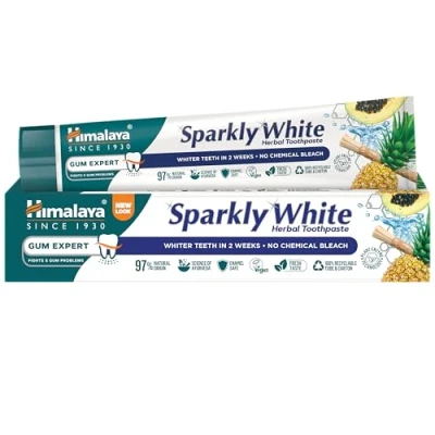Imagen de Himalaya Herbals Sparkly White Herbal Vegetarian Toothpaste for whitening teeth with advanced plague removalAnti inflammatory 12 Hour Germ Protection 75ml