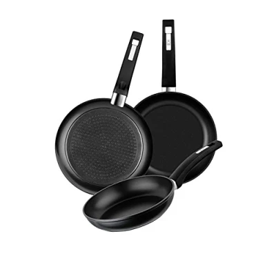 Imagen de BRA Juego (18 22 26) Set de 3 Sartenes Aluminio Forjado con Antiadherente, Negro, 0 cm