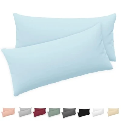 Imagen de Twinzen® Funda Almohada 50x80 (Juego de 2) Azul 100% Algodon Jersey Cojin para Cama Protector con Cremallera
