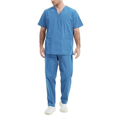 Imagen de MISEMIYA Pijama Sanitario Conjuntos Uniformes Sanitarios Unisex Medicos 6801 6802 XS, Celeste