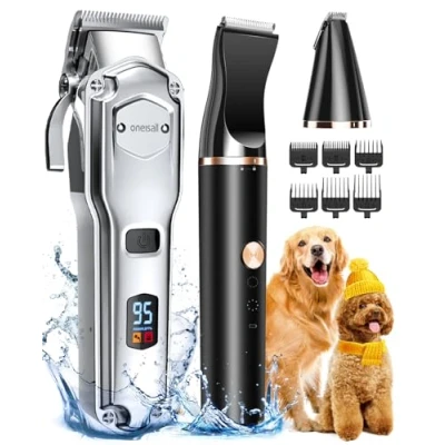 Imagen de oneisall Kit de Premium 2 en 1 Maquina Cortar Pelo Perros, IPX7 impermeable para Perros y Cortapelos Patas