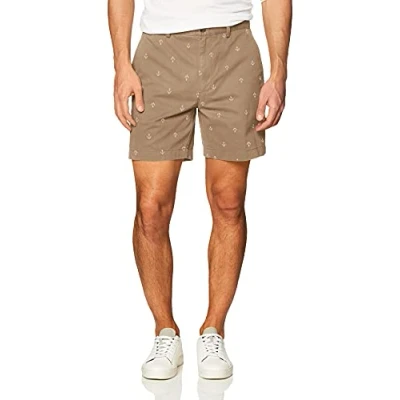 Imagen de Amazon Essentials Pantalones Cortos Chinos de Corte Clásico con Pernera 18 cm Hombre, Marrón Caqui Ancla, 33W