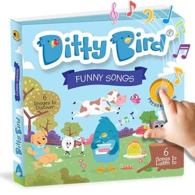 Imagen de Ditty Bird Funny Songs: Mi Primer Libro de Sonido Interactivo con 6 Canciones para Aprender inglés Mientras te diviertes. Juguete Educativo bebés y niños a Partir 1 año.