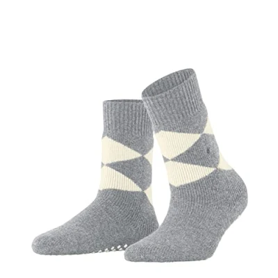 Imagen de Burlington Cosy Argyle W HP lana puños en la suela 1 par, Calcetines para casa Mujer, Gris (Grey Melange 3107), 36 41