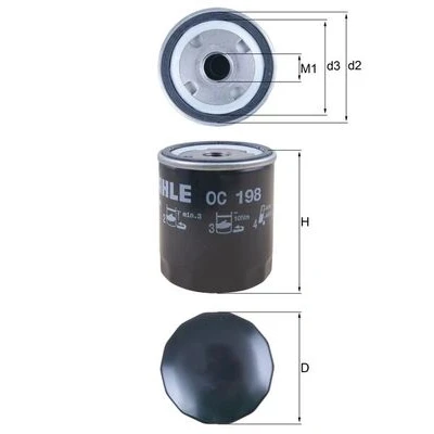 Imagen de MAHLE ORIGINAL OC 198 Filtro de aceite con válvula bloqueo retorno enroscable