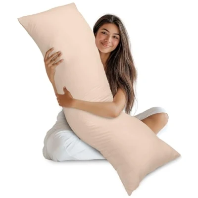 Imagen de Utopia Bedding Almohada Corporal, para el Embarazo y la Maternidad, Dormir de Lado, Relleno Poliéster Suave (Beige, 50x135 cm)