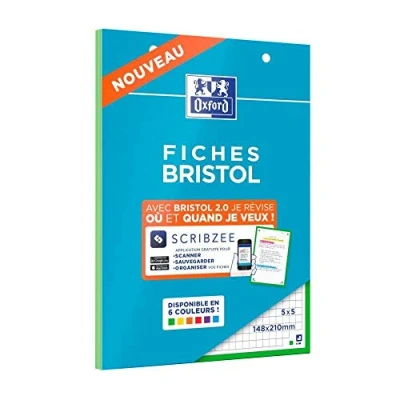 Imagen de Oxford Fichas Bristol, color Cadre vert 14,8x21
