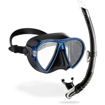 Imagen de CRESSI Conjunto Combo Máscara Ocean + Tubo Gamma, para Buceo y Snorke, Unisex Adult, Negro/Azul, Talla Única