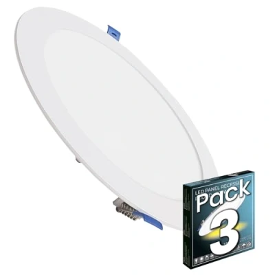 Imagen de LED ATOMANT Pack 3x Downlight Panel Extraplano Redondo 220mm 20W, 2100 lumenes, Color Luz Fria (6500K), Corte estandar 200mm, Driver incluido