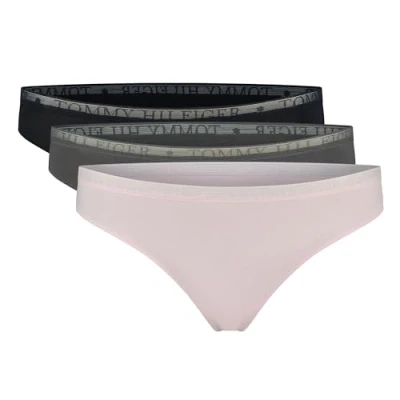 Imagen de Tommy Hilfiger Pack de 3 Braguitas Tipo Tanga para Mujer, Multicolor (Pearly Pink/Dark Ash/Des Sky), XS