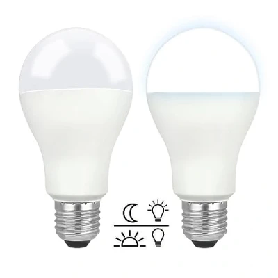 Imagen de Akynite Bombilla Crepuscular LED Exterior E27 12W Luz Fria 6000K, 1200LM, CA 230V, Automatica Bombillas con Sensor Equivalente a 100W, Farola para Jardin, pack de 2
