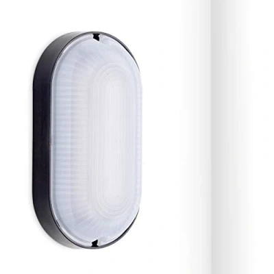 Imagen de Oktaplex lighting lámpara de sótano Base ovalada con cableado pasante, 9 W, 4000 K, blanco neutro, 800 lm, LED para sótanos, IP65, ovalada, color negro