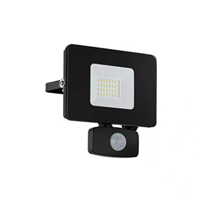 Imagen de Eglo LED foco exterior Faedo 3, 1 luz de llama incl. detector movimiento, pared con sensor aluminio, color: negro, cristal: transparente, 20 W, IP44